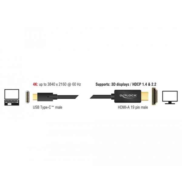 Cavo USB Type-C maschio - HDMI maschio (DP Alt Mode) 4K 60 Hz 3 m nero