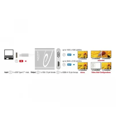 USB Typ-C Splitter - 1x HDMI + 1x VGA 2