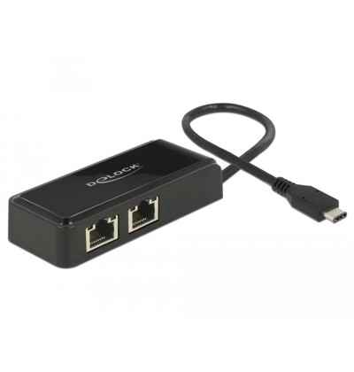USB Typ-C Adapter - 2x Gigabit LAN 10/100/1000 Mbps